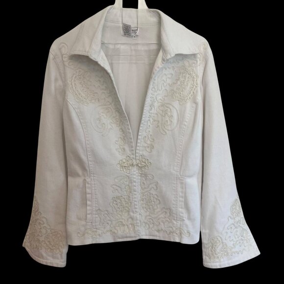 Coldwater Creek Jackets & Blazers - Coldwater Creek Spirit Jacket Womens 8 White Embroidered Coastal Cowgirl Western